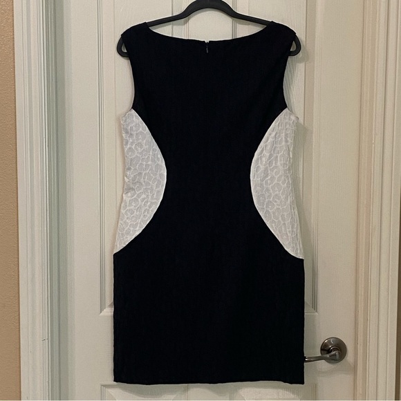 Michael Kors Womens Size 8 Crepe Sleeveless Sheath Dress Black Cream Color Block - Picture 3 of 7